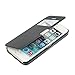 MTRONX Phone Case for Apple iPhone 5s, iPhone 5, iPhone SE, Window View Magnetic Closure Twill PU Leather Ultra Folio Flip Slim Case Cover - Black(MG1-BK)