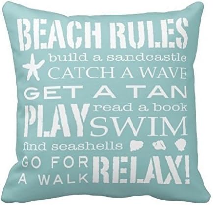 GraebnerSaleStore 18X 18inch Pastoral Style Cotton Linen Decorative Throw Pillow Cover Cushion Case Beach Rules H:651