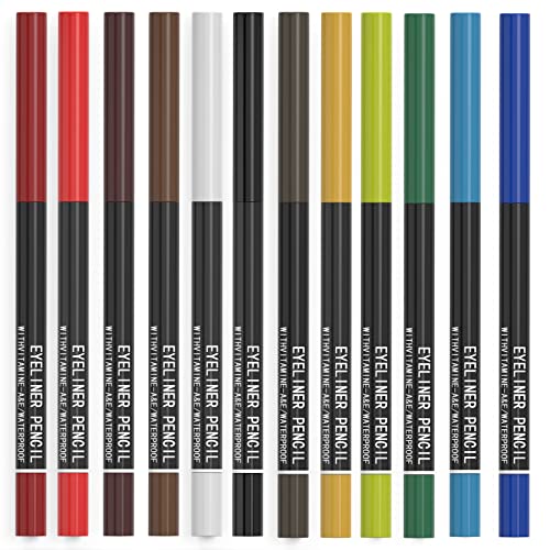 12 Kinds Of Color Eyeliner Pen, Eyebrow Pen,Eye Shadow Pencil , Lip Line Pen, Eyelid Pad, Pencil Makeup Set Tool 12PCS (Multicolor)