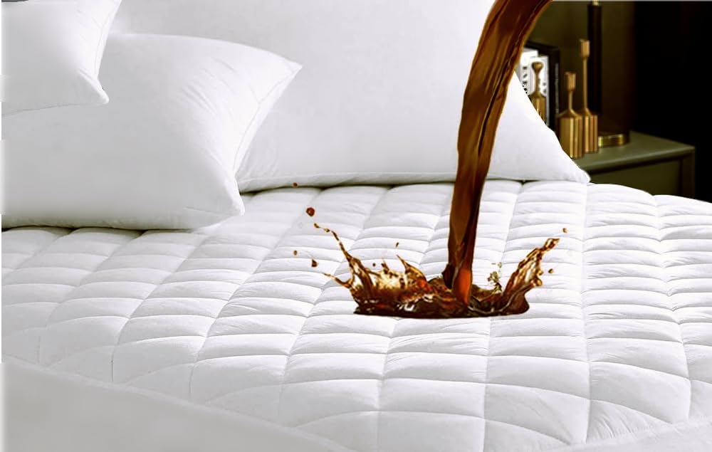 PLANETOID Waterproof Single Mattress Protector with Extra Deep Fitted mattress cover | Quilted Mattress topper |Anti-Allergy| Breathable Mattress bed single fitted Pad Cover 90x190+40cm White