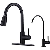 Black Kitchen Faucet and Water Filter Faucet Combo, WOWOW Stainless Steel Kitchen Sink Faucet with Drinking Water Faucet for Reverse Osmosis or Water Filtration System, Matte Black