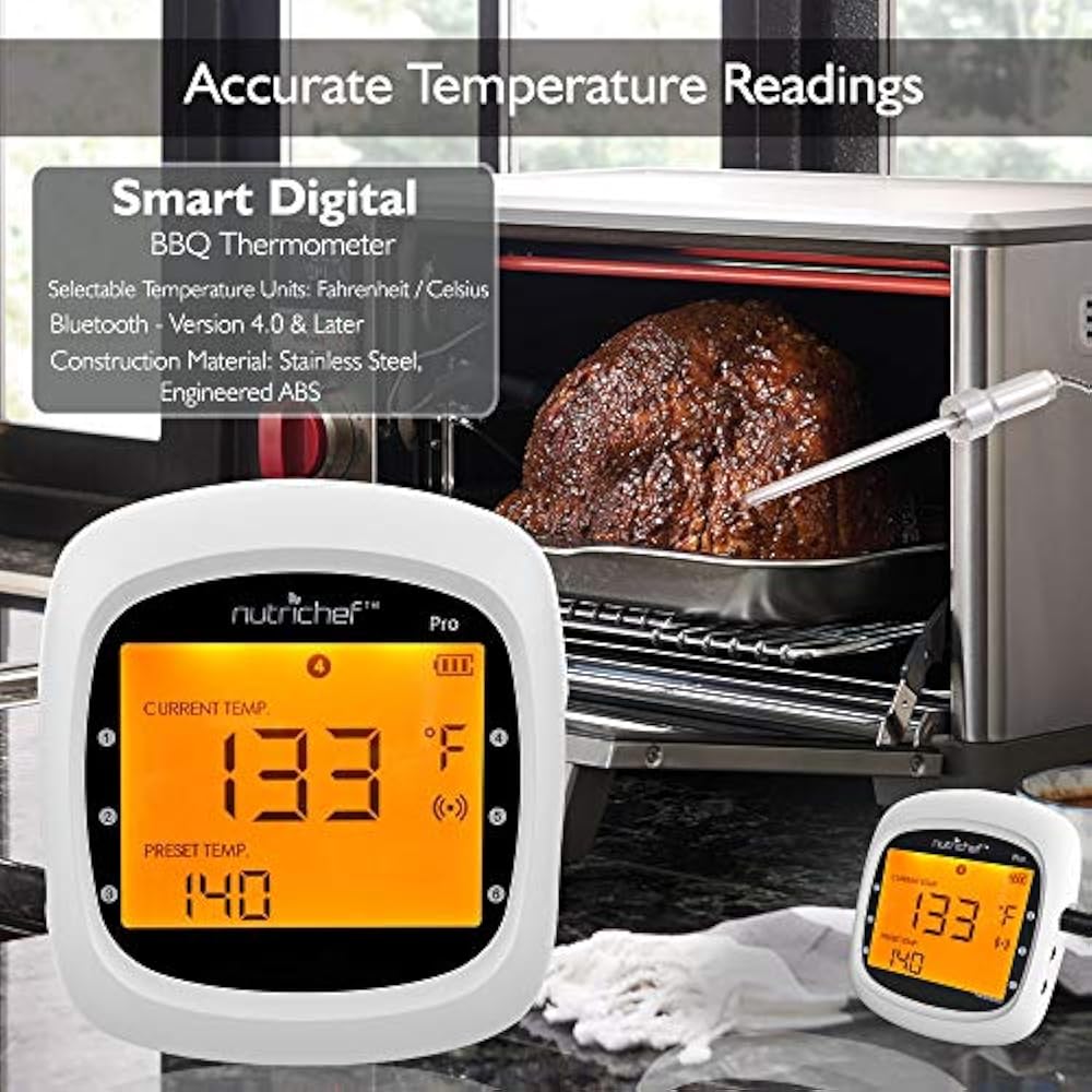 Smart Bluetooth BBQ Grill Thermometer Upgraded Stainless Dual Probes