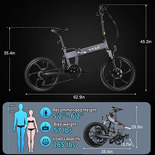 Vivi Folding Electric Bike 350W Motor, 48V 20AH /36V10.4AH Removable