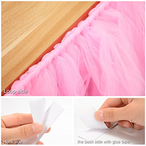 Adeeing Tulle Table Skirt, Tutu Pink Table Skirting Cover for Party, Baby Shower, Wedding, Birthday, Home Decoration - 1Yard (Pink)