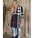 Mansy Women's Casual 2/3 Sleeve V-Neck Plaid shirts Pullover Top Black X-Large
