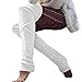 Leg Warmer, L&ZZ Women Thigh High Tie Cable Knit Crochet Long Boot Socks (One Size, White)