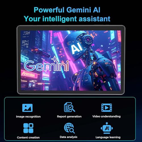Android 16 Tablet with Keyboard, 2026 Android Tablet 10 inch, 26GB+256GB+2TB Expand, Electronic Tablet PC with Gemini, 8-Core, 8000mAh, 5G WiFi, GMS, 2 in 1 Tablet with Case/Mouse/Stylus(Black Case)
