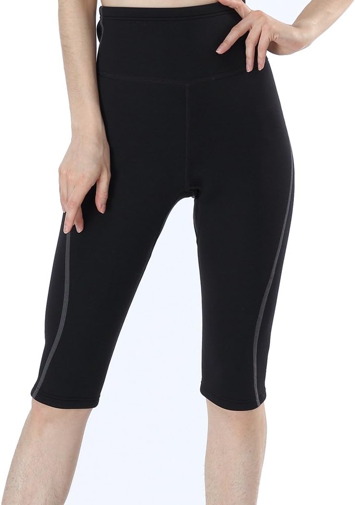 Neoprene Anti-Cellulite Thermo Shapers Sweat Sauna Pants for Slimming and Weight Loss (Grey-Capris Pants, M)