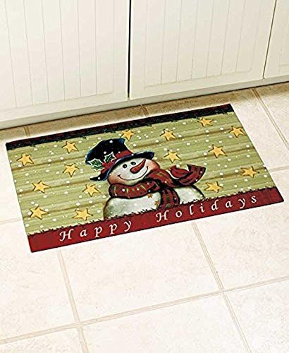 Rustic Country Christmas Holiday Frosty Snowman Kitchen Bath or Welcome Mat Accent Rug Doormat Primitive Americana