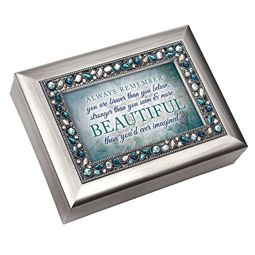 Braver Stronger Beautiful Champagne Jeweled Music Box Plays Wind Beneath My Wings