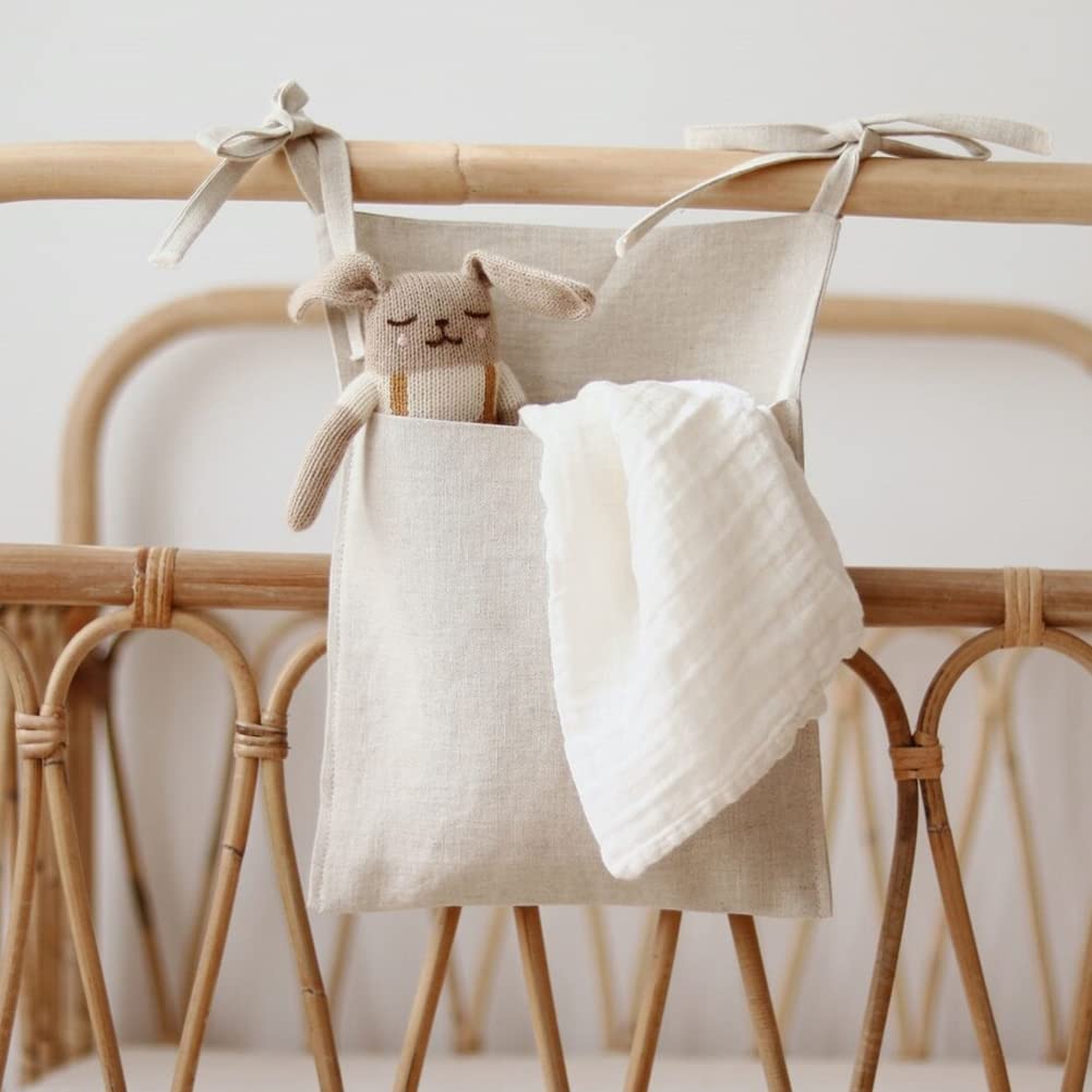 Baby Crib Storage Bag,Organizer Baby Crib,Organizer for Crib Baby Crib,Hanging Diapers Kids Toys,Baby Crib Cabin Bedside Storage Bag Bed Linen Hanging Pocket Baby Room Nursery Cot Caddy Bed Organizer