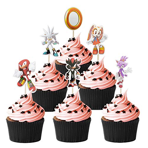 24 pcs of Sonic the Hedgehog cake topper, Sonic the Hedgehog party