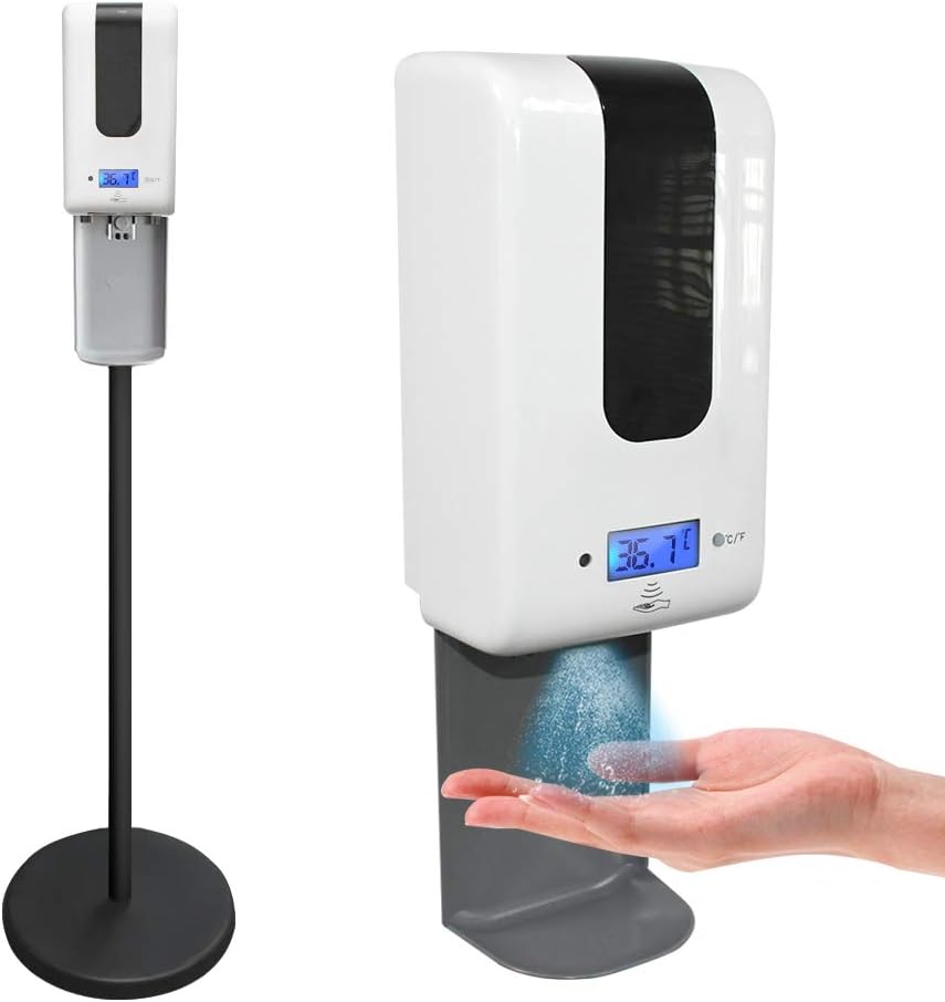 Yidax Automatic Hand Sanitizer Dispenser with Thermometer on Stand, Touchless Sanitizing Station with Temperature Measurement, Perfect for Home, Office, School and Commercial Industrial Public Areas: Home & Kitchen