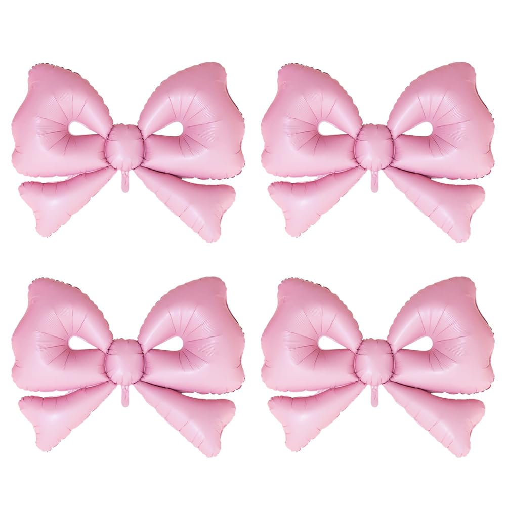 Photo 1 of 50 Inch Giant Pink Bow Balloons Large Bow Ballons Pastel Pink Girl Bows Themed Party Decor Balloon For Bachelorette Wedding Bridal Baby Shower Birthday Party Decorations Balloons For Girls Women