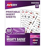 The Mighty Badge by AVERY 1" x 3" Inserts for Name