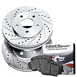 Power Sport Cross Drilled Slotted Brake Rotors and Ceramic Brake Pads Kit -80875 [REARS]