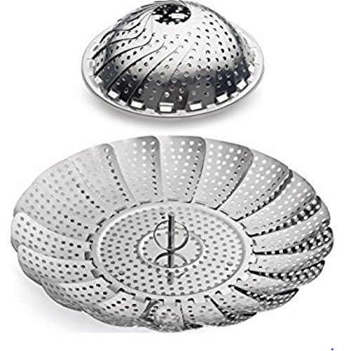 Vegetable Steamer Basket for Po-. Best Fordable Black Decker stainless steel- Steaming Tool Fruit and Veggies insert fit Large-Small Steaming Container-perfect Steamed Experience (18/10 Steel, large)