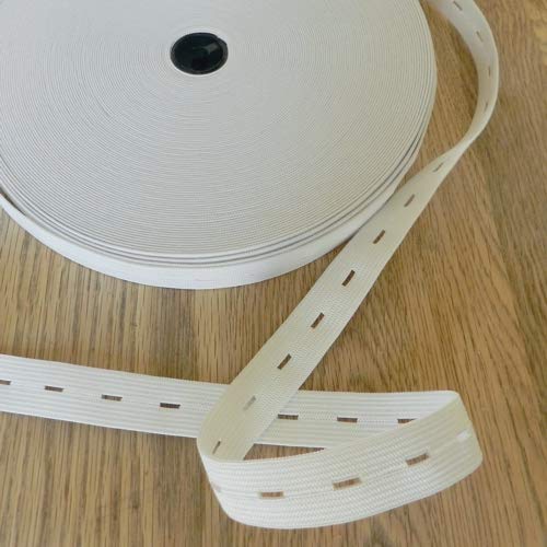 Flat Elastic (White, 16mm Buttonhole Elastic x 5mtrs)