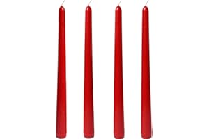 BERKEBUN 10 inch red Taper Candles-Set of 4 Taper Candles -Dripless and Smokeless,Tall Candlesticks, Home Dinner, Party, Wedding, Candlesticks,Christmas Candles (10 inch, Red)