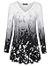 Laksmi Long Sleeve Tops, Tie Dye Ombre Tunic Dress Casual V Neck A Line Flowy Tunic Tops,Black Large