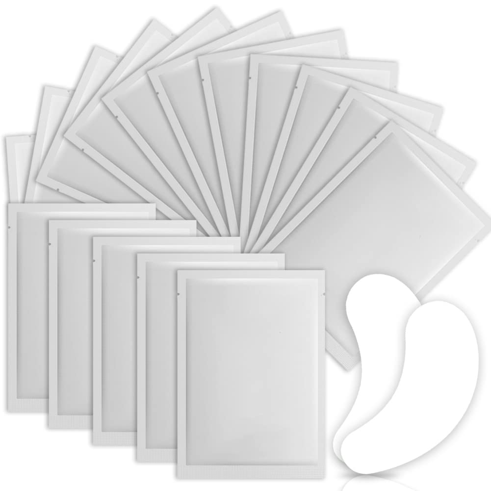 Eye Gel Pads, 50 Pairs Lint Free Eyelash Patches, Under Eye Gel Pads for Pro Salon and Individual Eyelash Extension (Silver)