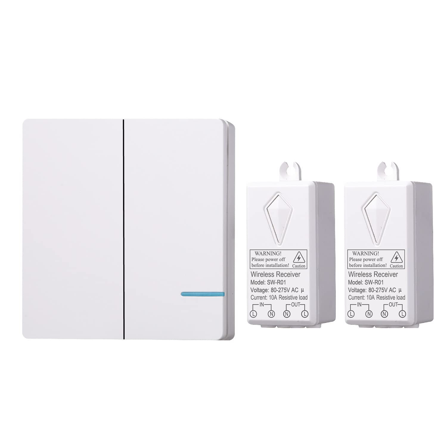 Mengshen Wireless Light Switch and Receiver Kit - No Wiring Required, Easy To Install, Up to 100ft Range, Ideal for Indoor Lamps and LED Bulbs