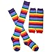 MUQU Rainbow Stripe Long Socks Gloves Set - 2 Pairs Accessories Set Colorful Knit Cute Party For Women