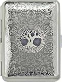 'Celtic Tree of Life' Slim King Florentine Chrome Pocket Case / Cigarette Case (Gift Box Edition)