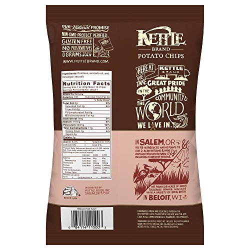Kettle Brand Potato Chips, 100 Avocado Oil Himalayan Salt, 4.2 Ounce