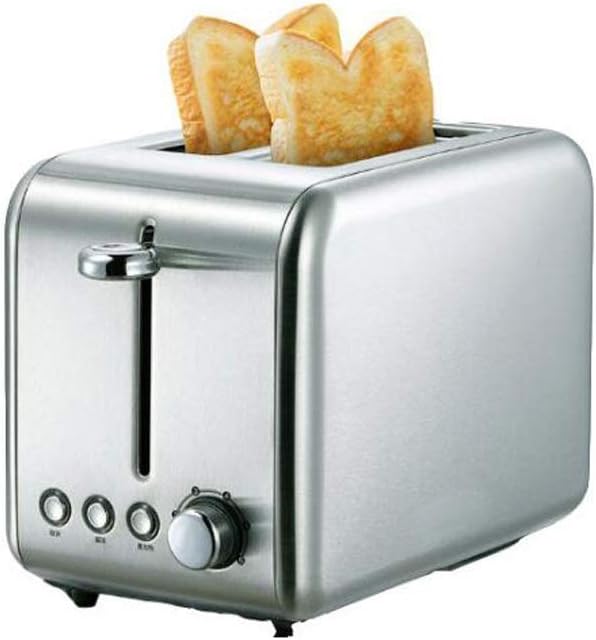 AQWER 2 Slice Toaster, Toaster Stainless Steel, 770W Bread Toaster with Defrost/Reheat/Cancel Function, 6 Browning Setting, High-Lift and Wide Slots, Removable Crumb Tray, Silver