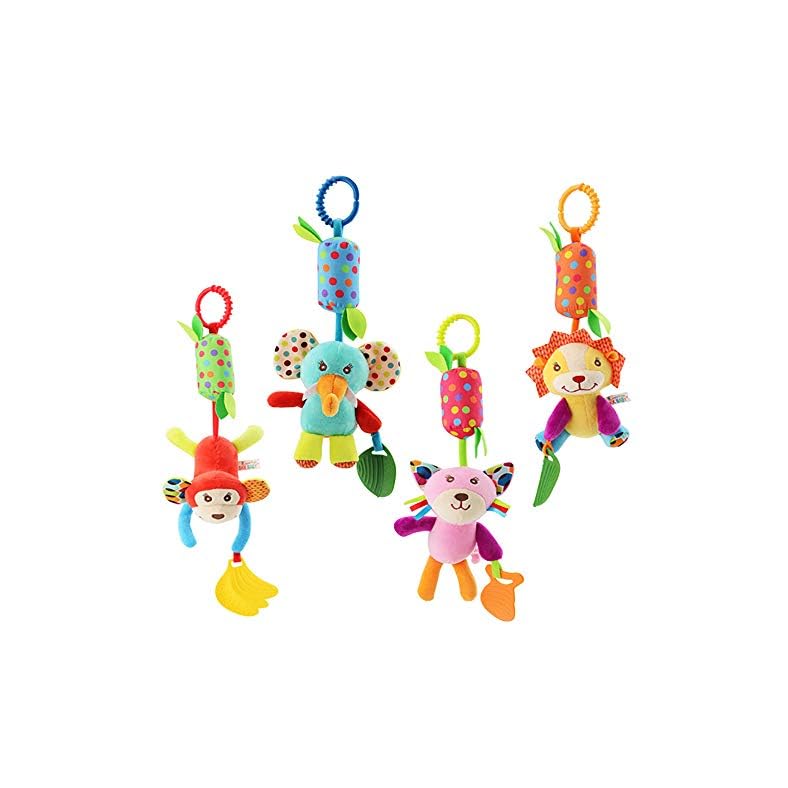 Baby Hanging Rattles Toys, Newborn Crib Toys Car Seat Stroller Toys for Infant, Colorful Animal Bell Soft Baby Sensory…