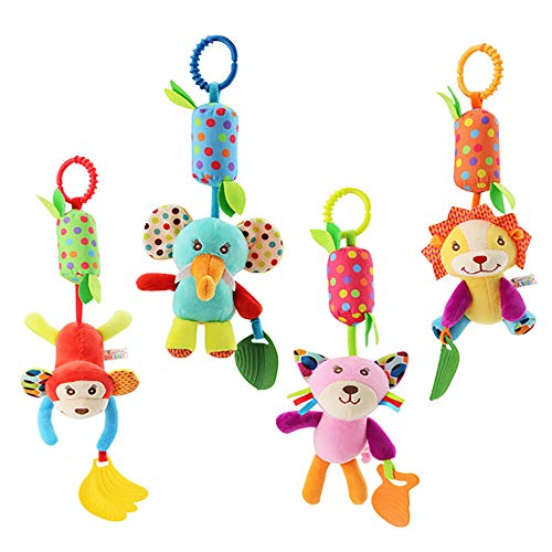 Baby Hanging Rattles Toys, Newborn Crib Toys Car Seat Stroller Toys for Infant, Colorful Animal Bell Soft Baby Sensory…