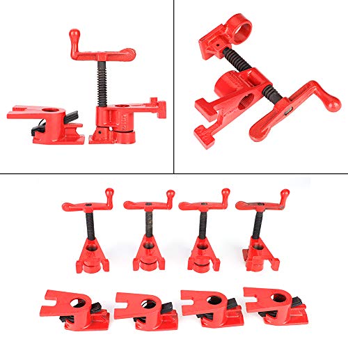 3/4" Wood Gluing Pipe Clamp Set 4 Pack Heavy Duty Cast Iron Quick Release pipe clamps with Wide Base for Woodworking - Thumbnail 2