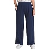 Weintee Women's Petite Elastic Waist Wide Leg Pants Petite Length