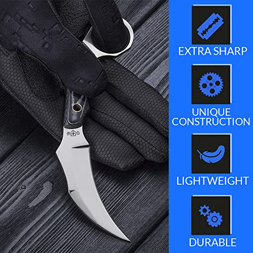 Karambit Knife with Sheath Small Fixed Blade Knofe Claw Knife