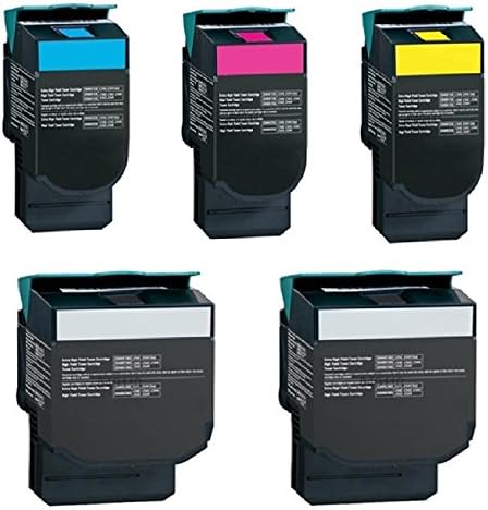 WOC: Lexmark C540A1/H1/H2/X1/X2 - KG/CG/MG/YG (C544 / C546 / X544 / X546 / X548) Compatible Replacement Jumbo (300-500% Higher Yield) Toner Cartridges 5-Pack (Cyan + Magenta + Yellow + 2x Black)