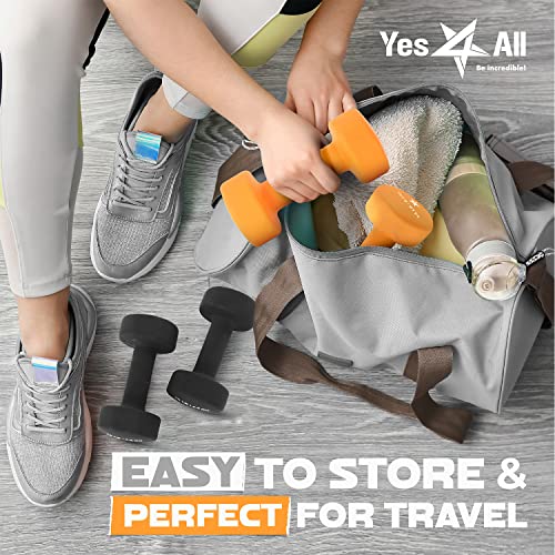 Yes4All Neoprene Coated Dumbbell Hand Weight Sets of 2 - Multiple Weight Options with 15 Colors, Hexagon Shape, Anti-roll, Anti-Slip