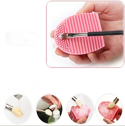 FamilizoCleaning Tools MakeUp Washing Brush Scrubber Board Cosmetic Silicone Egg Clean Tools (Pink)
