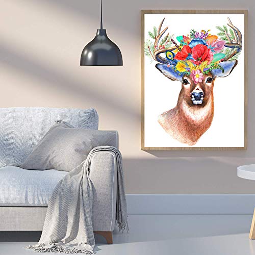 5D Diamond Painting Kits by Numbers for Adults Kids and Beginners Deer Diamond Wall Art Kit with Accessories Crystal Rhinestone Gem Painting Kits for Relaxation and Home Wall Decor 13.8x17.7In