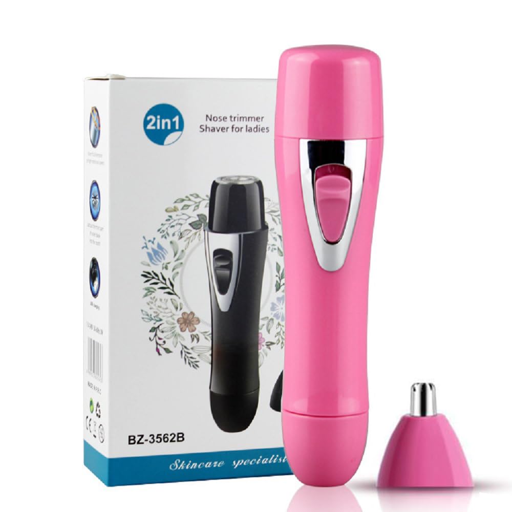 2 in 1 Women Electric Shaver, Painless Facial Hair Remover Rechargeable Nose Hair Trimmer Waterproof Lady Shaver Bikini Trimmer for Body, Face, Bikini Area Use