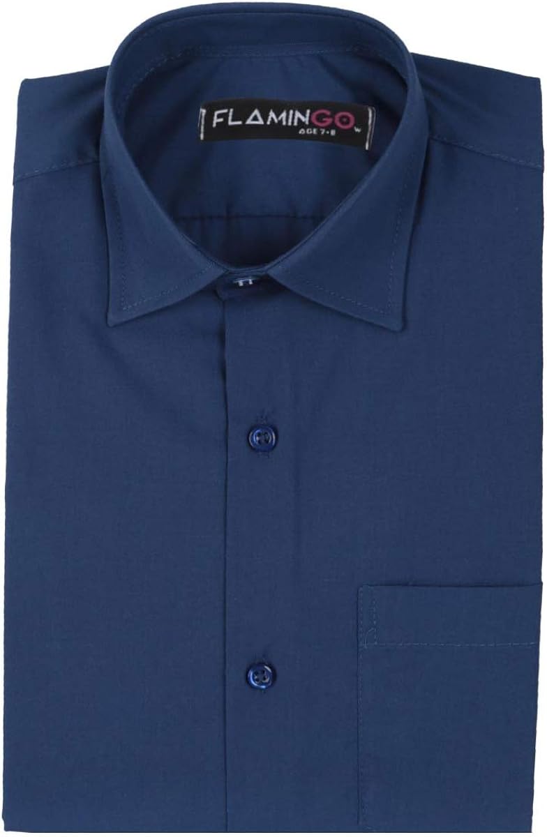 Boys Kids Cotton Slim Fit Classic Formal Navy Blue Shirt Amazon.co.uk