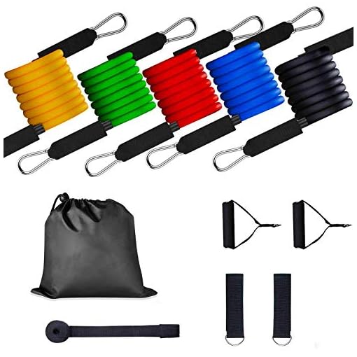 NIUFIT Exercise Resistance Bands Set Stackable up to 100 lbs Workout Tubes for Indoor and Outdoor Sports Weight Lifting…