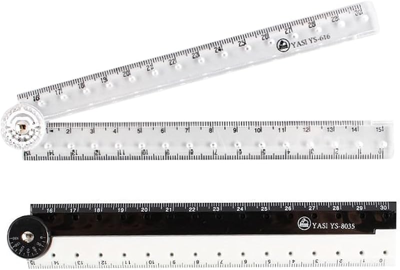 Belegao 2 Pack Folding Rulers 15cm/30cm Clear and Black White Plastic Measuring