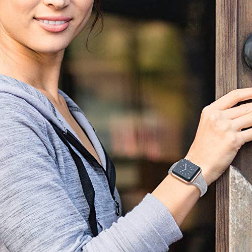 SWEES Sport Band Compatible with Apple Watch 38mm 40mm 42mm 44mm, Shiny Bling Glitter Soft Slim Thin Narrow Small Replacement Silicone Strap Compatible for iWatch Series 5/4/3/2/1, Sport Edition Women