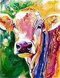 DIY 5D Diamond Painting Kit - Full Drill Colorful Cow Diamond Dotz Kits for Adults - Great Bedroom, Living Room or Home Wall Decor