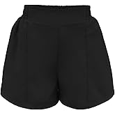 Yesfashion Girls Athletic Shorts with Zipper Pockets Elastic Waisted Running Shorts Soccer Gym Sports Active Short 4-13Y