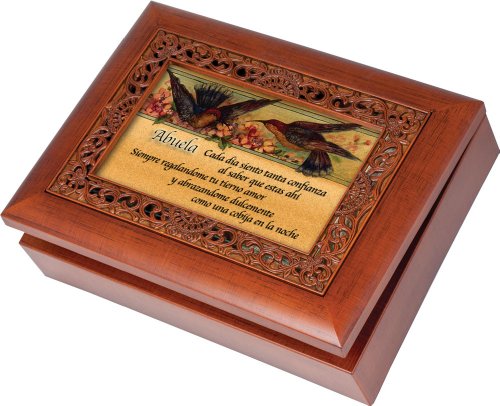 Cottage Garden Abuela Ornate Woodgrain Music Box/Jewelry Box Plays Ave Maria