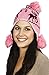 Simplicity Women's Winter Reindeer Knit Beanie w/ Earflap and Pom Balls, Pink
