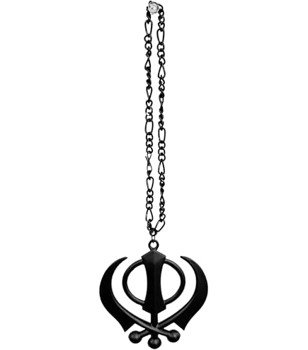 Ciondolo Khanda fatto a mano, simbolo punjabi sikh placcato in oro, emblema militare, articolo da regalo - Italia