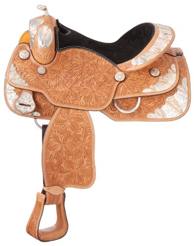 Tough 1 "Copper V" Rio Grande Silver Show Saddle, Light Oil, 15 1/2-Inch
